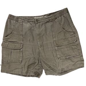 Savane Cargo Short Men 40 Beige Mid Rise Flat Front Elastic Waist Pockets Cotton